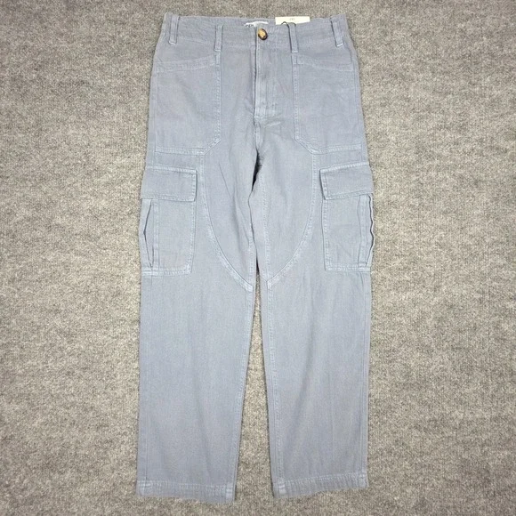 Zara The Baggy Cargo Pant Women's 32 (USA 0) Gray-Blue Balloon Leg Mid Rise NWT - Picture 1 of 15